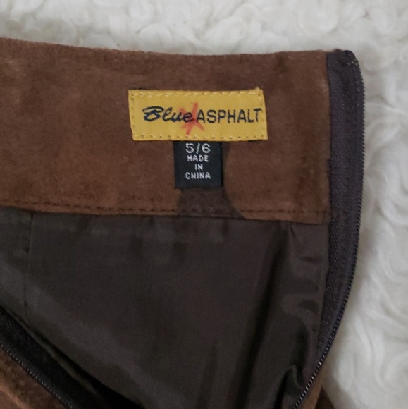 Blue asphalt genuine 100% leather suede skirt - Picture 4 of 7